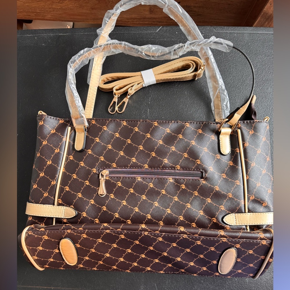 Elegant Brown and Gold Women's Handbag